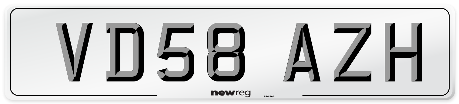 VD58 AZH Number Plate from New Reg